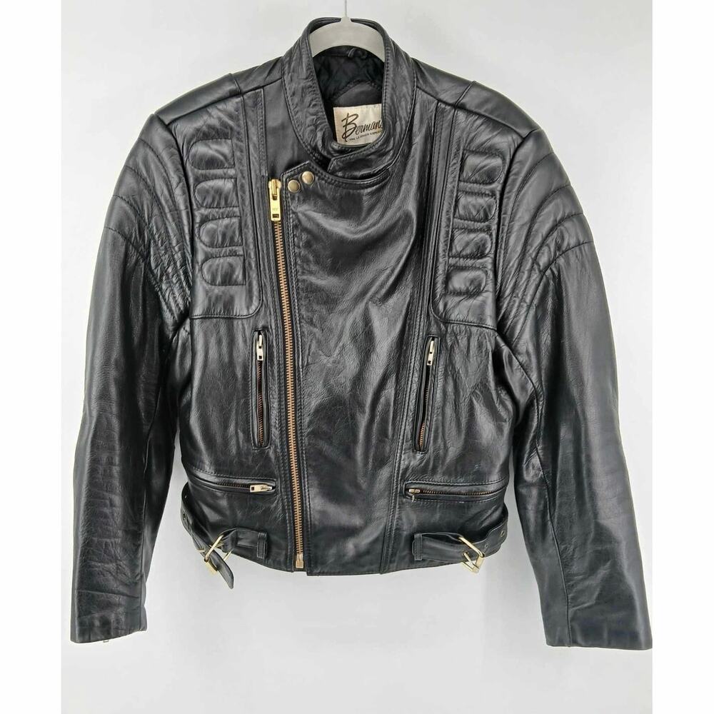 Bermans 'The Leather Experts', vintage cafe racer style motorcycle jacket